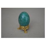 Marble Look Egg on Stand - Green