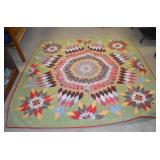 Hand Stitched Quilt 70x73" Some Damage as Shown