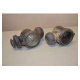 Lot of 2 Carriage Lanterns One Red Globe