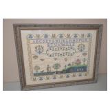 Early Framed Cross Stitch 27x21"