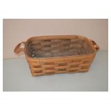 Leather Handle Wood Basket