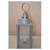 Large Tin Candle Lantern - Glass Broken