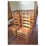 Set of 8 Matching Oak Ladder Back Chairs