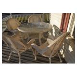 White Wicker Porch Set with 4 Chairs