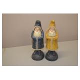 Blue & Gold Wood Santa Set
