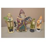 Lot of 4 Santas Appear to be Wood
