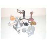 Lot of Metal Candle Holders & Oil Lamp Parts
