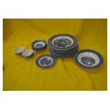 Lot of Currier & Ives Dinnerware 21pc