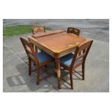 Vintage Solid Oak Table, Leaf, 4 Chairs