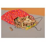 Wood Clothes Pins in Holder