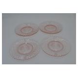 Lot of 4 Jeannette Pink Depression Plates