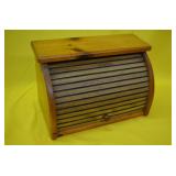 USA Made Roll Top Vintage Wood Bread Box