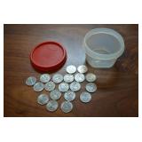 Tupperware Container with 19 State Quarters