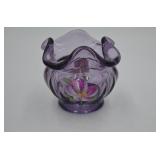 Fenton Hand Painted Purple Rose Bowl