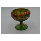 Fenton Green Carnival Water Lily Compote