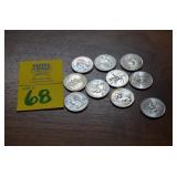 Lot of 10 Unsorted State Quarters
