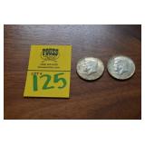 Lot of 2  1969  40% SILVER Half Dollar Coins