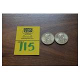 Lot of 2 Rutherford B Hayes Gold Colored $1 Coins