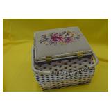 Large Needlepoint Top Sewing Box