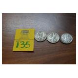 Lot of 3 Walking Liberty 90% SILVER Half Dollar