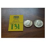 Lot of 2 90% Silver 1964 Half Dollar Coins
