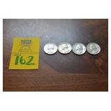 Lot of 4  90% SILVER Quarters 1964