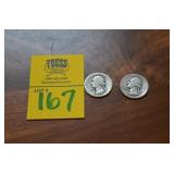 Lot of 2  90% SILVER Quarters  1937