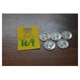 Lot of  5  90% SILVER Quarters 1941