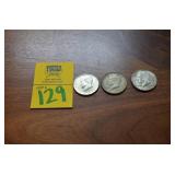 Lot of 3  65-66-67  40% SILVER Half Dollar Coins