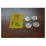 Lot of 4  90% SILVER Quarters   1957