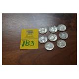 Lot of 8  90% SILVER Quarters Various Dates