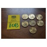Lot of 7 Sacagawea Gold Colored