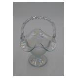 White Opalescent Fenton Basket