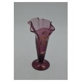Fenton Purple Hand Painted Vase