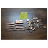 Lot of Unsorted Pennies & 9 Copper Bars