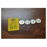 Lot of 4  90% SILVER Quarters 1964