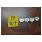 Lot of 4  90% SILVER Quarters 1964