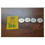 Lot of 4  90% SILVER Quarters 1964