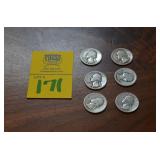 Lot of 6  90% SILVER Quarters 1944