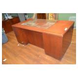 Kimball 5 Drawer Desk With Glass Top