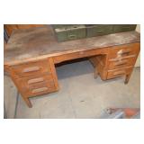6 Drawer Oak Desk with Plywood Top