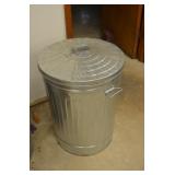 Galvanized Metal Trash Can with Grass Seed **