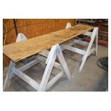 Lot of 2 Saw Horses and Plywood