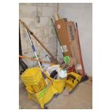 Large Stack of Cleaning Supplies & Light Bulbs
