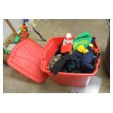 Red Tote of Winter Clothes