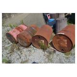 Lot of 4 Metal Barrels