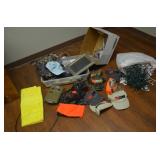 Large Box of Hunting Items & New Hats