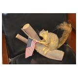 Taxidermy Squirrel with Flag