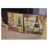 Lot of 2 Canvas Wine Prints