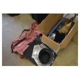 Box of HVAC Parts and ATV Saddlebags